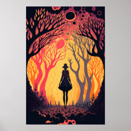 Magischer Wald Psychedelischer Poster 1