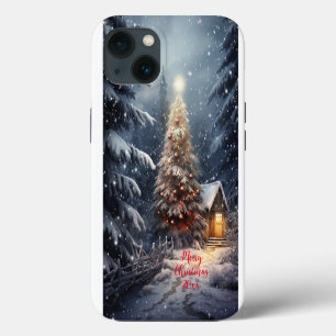 Magischer Wald Schnee Winter Frohe Weihnachten Bau iPhone Hülle
