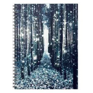 Magischer Wald Teal Graue Eleganz Notizblock