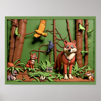 Magischer Wald - Waldtiere Poster