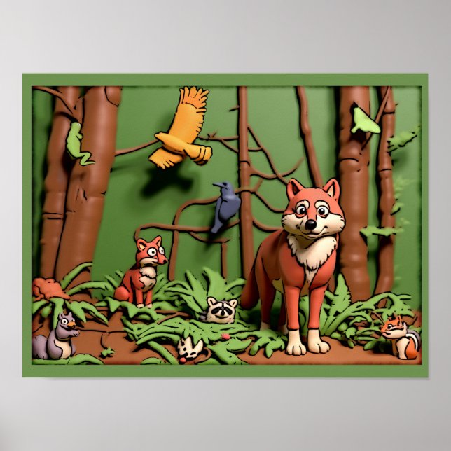 Magischer Wald - Waldtiere Poster (Vorne)