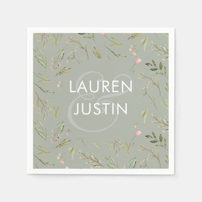 Magischer Wald | Wedding Monogram Paper Napkin Serviette (Vorderseite)