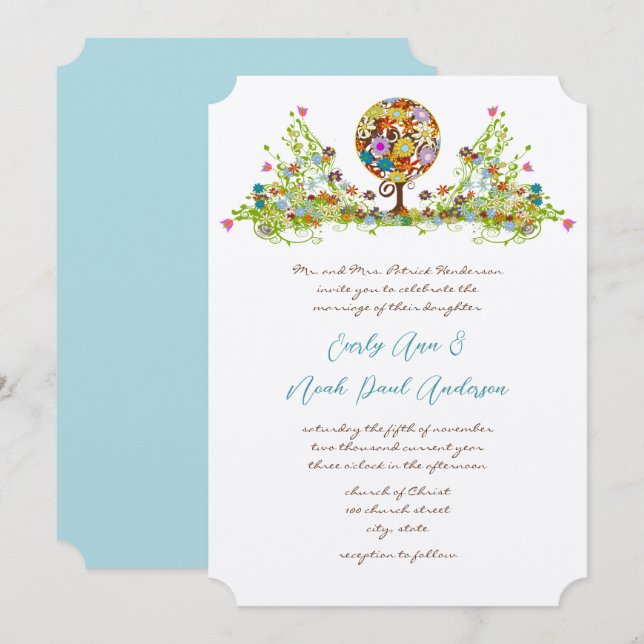 Magischer Waldkreis der Liebe Hochzeitseinladungen Einladung (Vorne/Hinten)