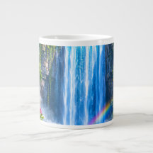 Magischer Wasserfall mit Regenbogen und farbenfroh