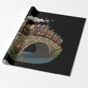 Magischer Weihnachts-Expresszug des Weihnachtsmann Geschenkpapier