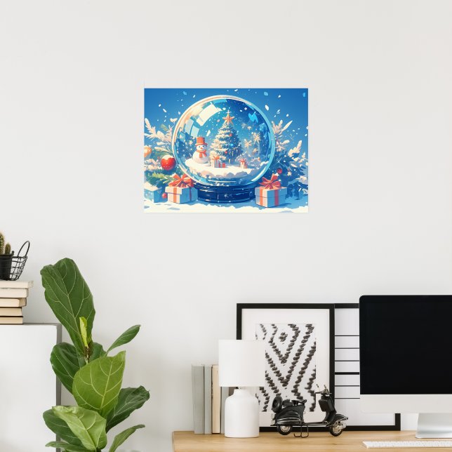Magischer Weihnachts-Schneeball Poster (Heimbüro)