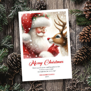 Magischer Weihnachtsmann mit Rudolph klassische We Feiertagskarte