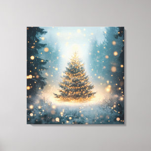 Magischer Winter-Schneewald-Weihnachtsbaum Leinwanddruck