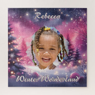 Magischer Winter-Wunderland-Foto-Name Lila Rosa
