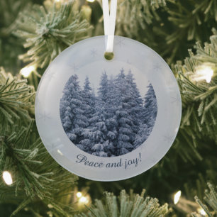 Magischer Winterwald - blau, maßgeschneidert Ornament Aus Glas