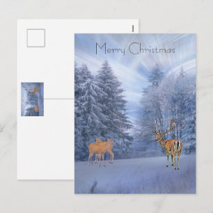 Magischer Winterwald mit Hirsch, Weihnachten Urlau