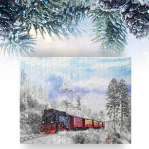 Magischer Winterzug mit Schnee-Eule & Eule 