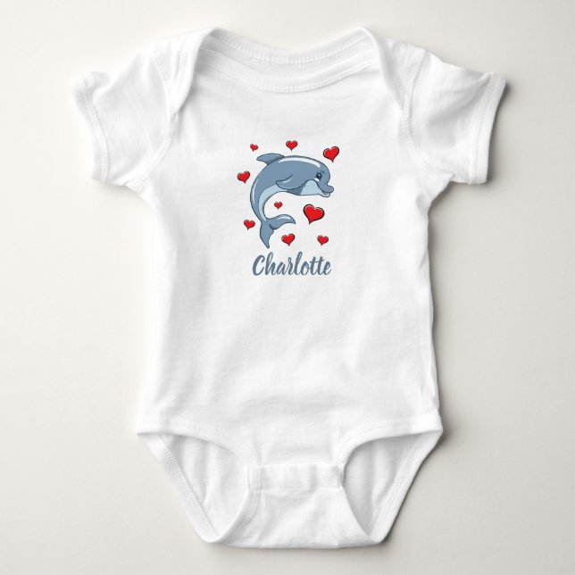 Magisches Baby-Dolphin mit Liebe Herz Baby Strampler (Vorderseite)