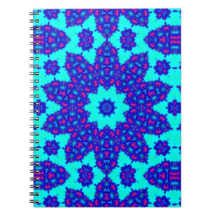 Magisches Blau Kaleidoskop blühte auf Notizblock