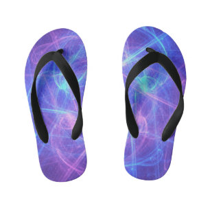 Magisches blaurosa Lila Wirbles Fraktal Kinderbadesandalen