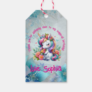 Magisches Blumen-Einhorn-Danke-Foto-Party-Geschenk Geschenkanhänger