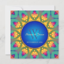Magisches Bohemian-Sonnenblumen-Monogramm-Einladun