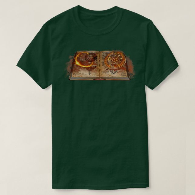 Magisches Buch der geheimen Zauber T-Shirt (Design vorne)