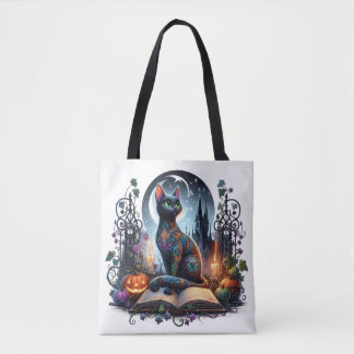 Magisches Buchliebendes Schwarzes Katzen-Magie Tasche