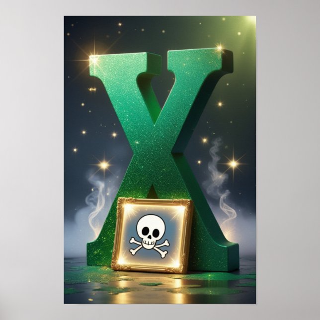 Magisches Buchstabe X Wandkunstposter für Kinderzi Poster (Vorne)