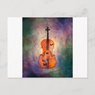 Magisches Cello mit Schmetterlingen Postkarte
