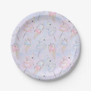 Magisches Cotton Candy and Ice Creme Glitzer Muste Pappteller