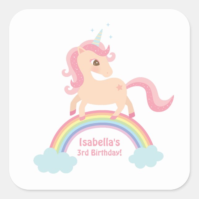 Magisches Einhorn auf Rainbow Girls Stickers (Vorderseite)