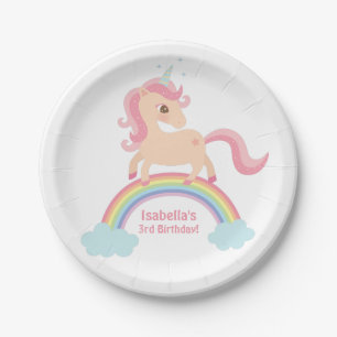 Magisches Einhorn auf Regenbogen-Geburtstagsfeier- Pappteller