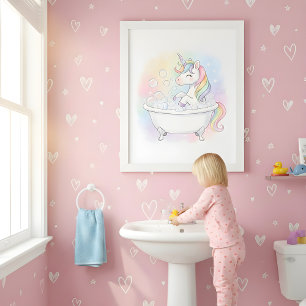 Magisches Einhorn-Badezimmer-Kinderzimmer-Wandbild Poster