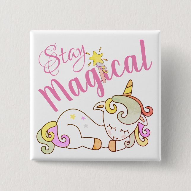 Magisches Einhorn-Button bleibe Personalisiert Button (Vorderseite)
