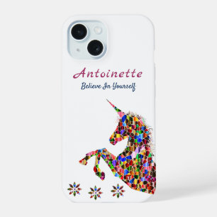 Magisches Einhorn Fantasy Mädchen Glitter Personal iPhone 15 Hülle