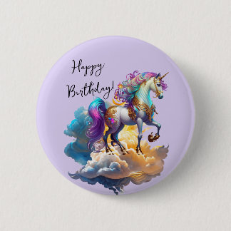 Magisches Einhorn Fantasy Wolken Romantik Geburtst Button