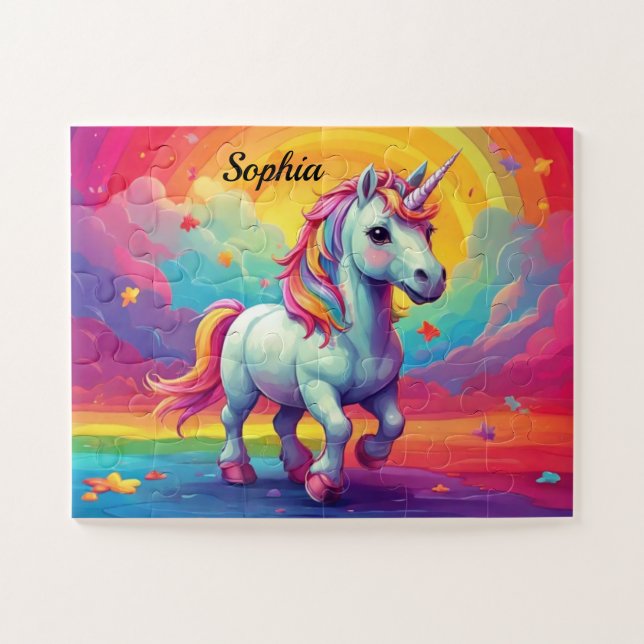 Magisches Einhorn Farbenfrohe Regenbogen Personali (Horizontal)