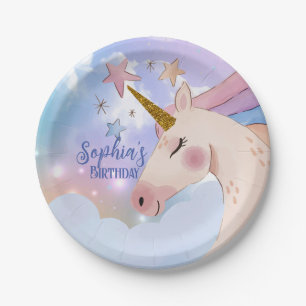 Magisches Einhorn Geburtstag Rosa Rosa Rosa Regenb Pappteller
