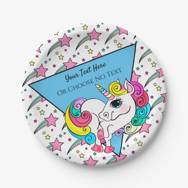 Magisches Einhorn Girly Rainbow Retro Stars Dreiec Pappteller (Vorderseite)