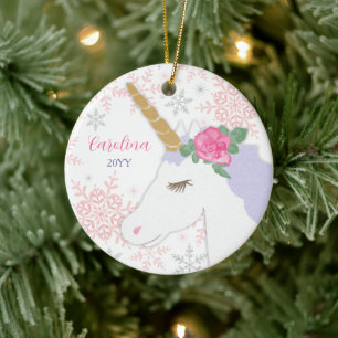 Magisches Einhorn Glitter-Schneeflocken mit indivi Keramik Ornament