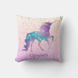 Magisches Einhorn, goldenes Konfetti Kissen