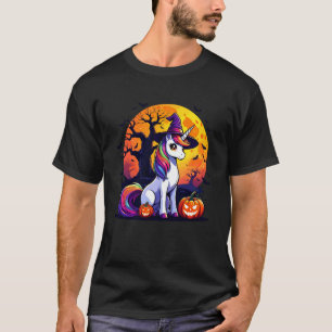 Magisches Einhorn Halloween-Kürbis Hexe Lustig Süß T-Shirt