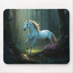 Magisches Einhorn im verzauberten Wald Mousepad