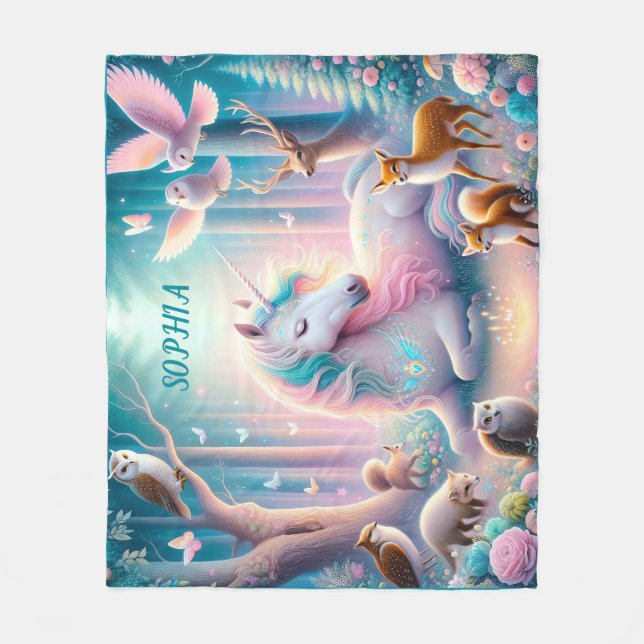Magisches Einhorn, Kinderzimmer Baby/ Kinder Indiv Fleecedecke (Vorderseite)