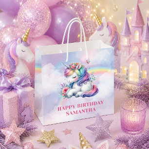 Magisches Einhorn-Mädchen-Geburtstagsgeschenktasch Große Geschenktüte