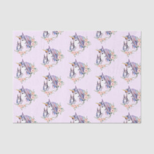 Magisches Einhorn-Mama- und Babywassermuster Seidenpapier