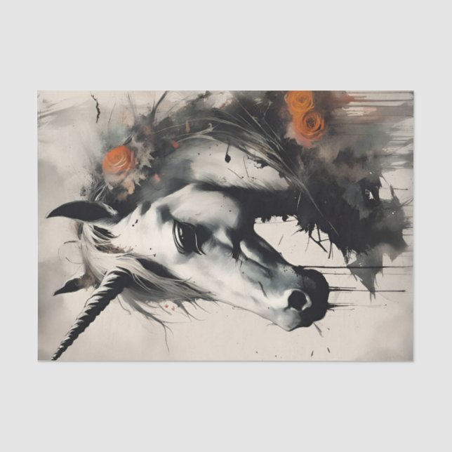 Magisches Einhorn mit farbigen Tropfen Decoupage Seidenpapier (Vorderseite)