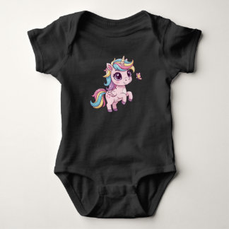 Magisches Einhorn mit Rainbow Hair Baby Bodysuit Baby Strampler