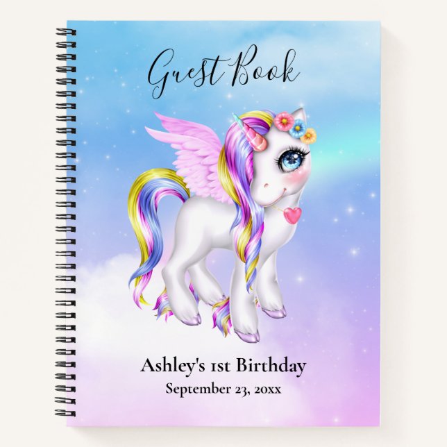 Magisches Einhorn mit Rainbow Mane & Schwanz Gäste Notizbuch (Vorderseite)