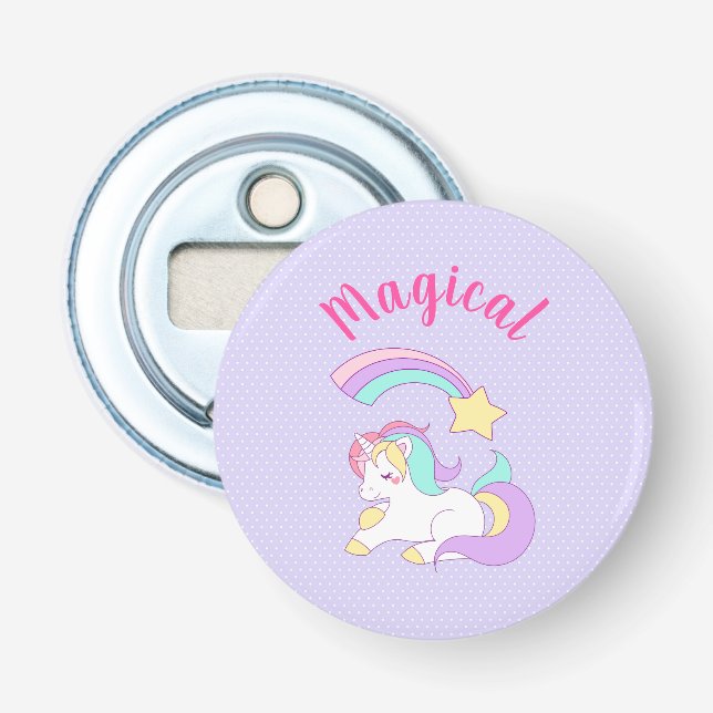 Magisches Einhorn mit Regenbogen-Shooting-Star Flaschenöffner (Vorderseite)