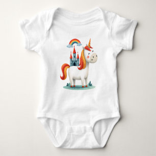 Magisches Einhorn mit Schloss und Regenbogen - Nie Baby Strampler