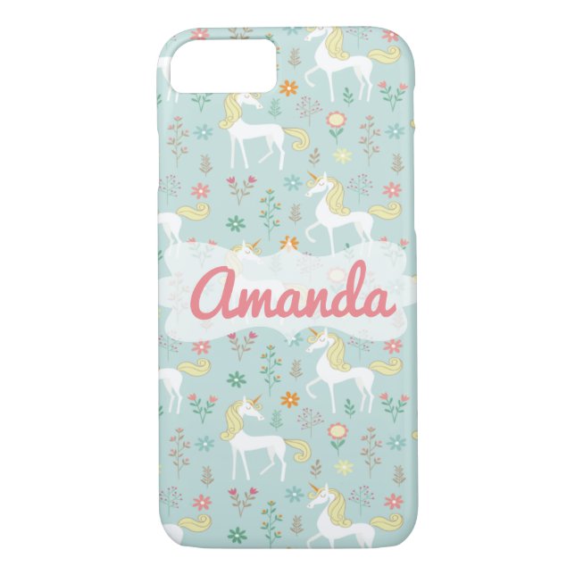 Magisches Einhorn-Muster, blau Case-Mate iPhone Hülle (Rückseite)