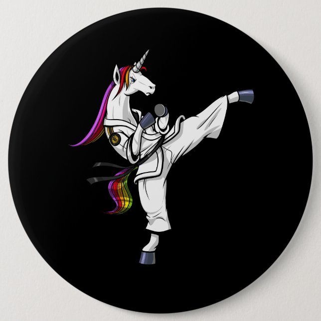 Magisches Einhorn Ninja Karate-lustige Kampfkünste Button (Vorderseite)