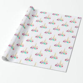 Magisches Einhorn-Packpapier-Blumengoldhorn Geschenkpapier